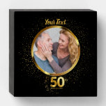 50th Wedding Anniversary Gold Sparkles Wooden Box Sign