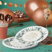 50th Wedding Anniversary Gold Typography  Greenery