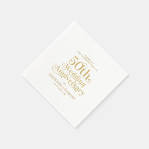 50th Wedding Anniversary Gold Typography Napkins