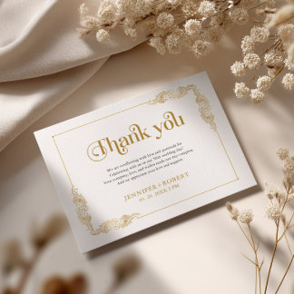 50th Wedding Anniversary Gold Typography Thank You Card