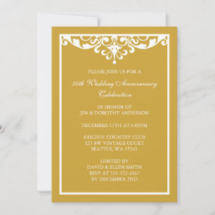 50th Wedding Anniversary Gold Vintage Flourish Invitation
