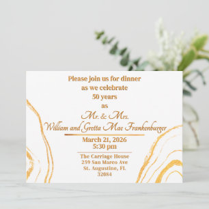 50th Wedding Anniversary Golden Anniversary Party Invitation