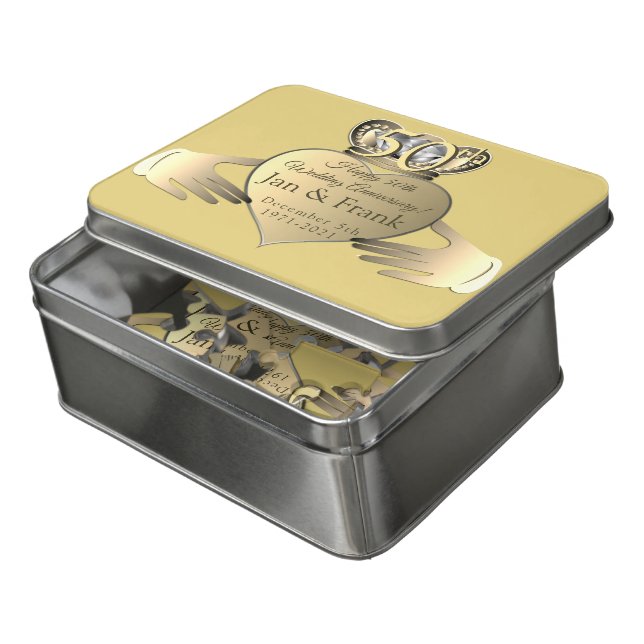 50th Wedding Anniversary Golden Claddaugh Jigsaw Puzzle (Lid Open)