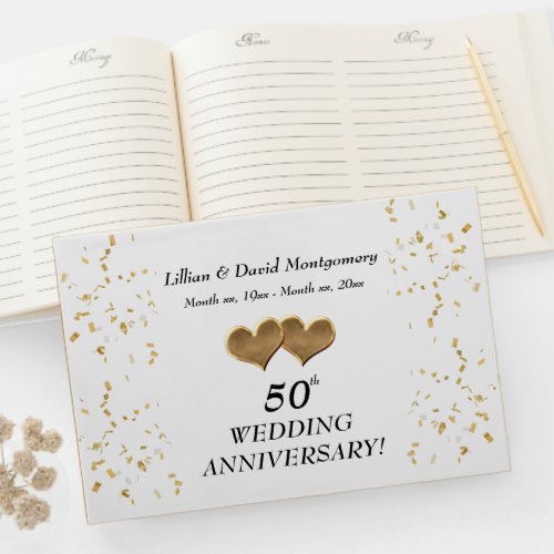 50th Wedding Anniversary Golden Couples Names Guest Book