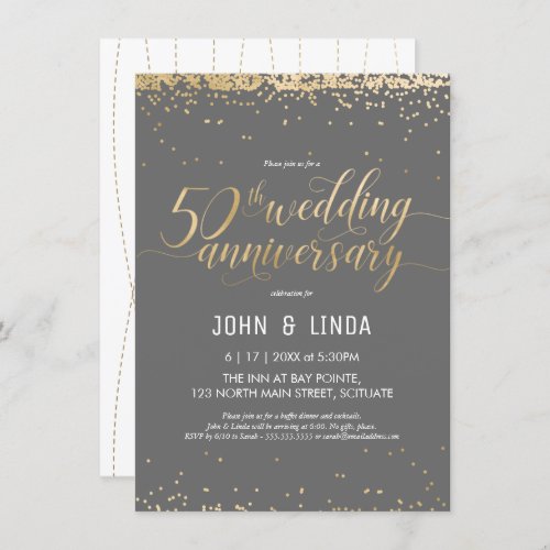 50th Wedding Anniversary - Golden, Elegant
