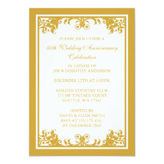 Golden Wedding Anniversary Invitations Announcements Zazzle 50th Wedding Anniversary Invitations