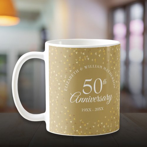 50th Wedding Anniversary Golden Hearts Coffee Mug