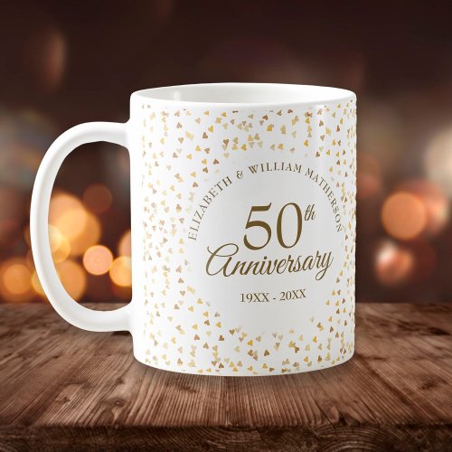 50th Wedding Anniversary Golden Hearts Coffee Mug