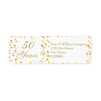 50th Wedding Anniversary Golden Hearts Label