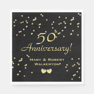 50th Wedding Anniversary - Golden Hearts Napkins
