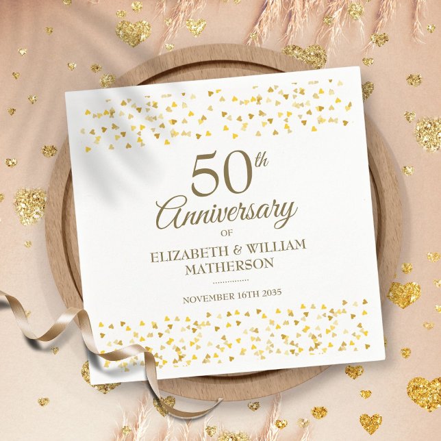 50th Wedding Anniversary Golden Hearts Napkins (50th Wedding Anniversary Golden Hearts Napkins)