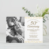 50th Wedding Anniversary Golden Hearts Photo Invitation (Standing Front)