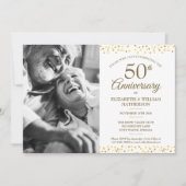 50th Wedding Anniversary Golden Hearts Photo Invitation (Front)