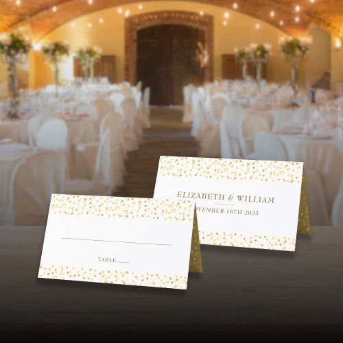 50th Wedding Anniversary Golden Hearts Place Card