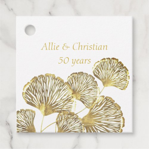 50th Wedding Anniversary Golden Leaves Favor Tags