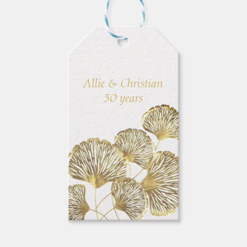 50th Wedding Anniversary Golden Leaves Gift Tags