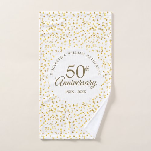 50th Wedding Anniversary Golden Love Hearts Bath Towel Set