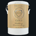 50th Wedding Anniversary Golden Medallion Beverage Cooler<br><div class="desc">The 50th wedding anniversary marked by precious gold,  deserves a heart medallion on a lovely beverage cooler! I am also available for custom illustrations specially and unique made for you,  just message me and I'll get right back!</div>