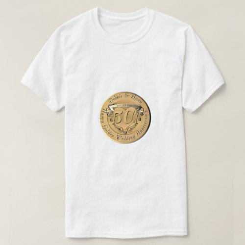 50th Wedding Anniversary Golden Medallion  T_Shirt