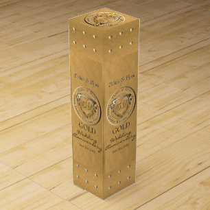 50th Wedding Anniversary Golden Medallion Wine Wine Box