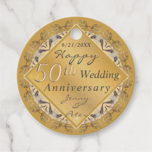 50th Wedding Anniversary Golden Ochre Favor Tags