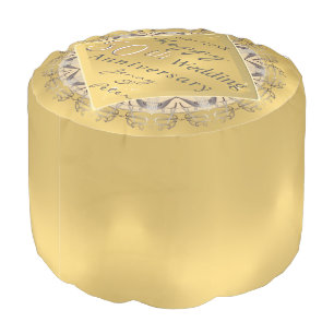 50th Wedding Anniversary Golden Ochre Pouf