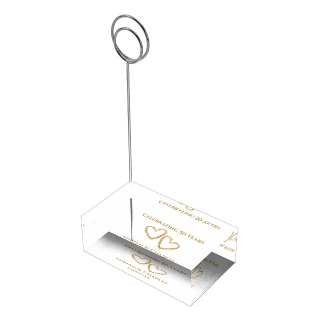 50th Wedding Anniversary Golden Table Card Holder (Corner)
