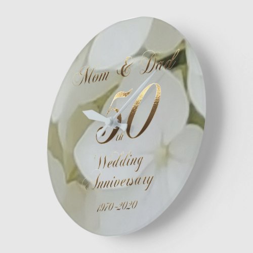 50th Wedding Anniversary Golden Wedding Parents Large Clock