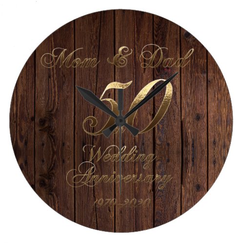 50th Wedding Anniversary Golden Wedding Parents Large Clock