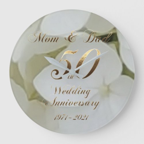 50th Wedding Anniversary Golden Wedding Parents Large Clock