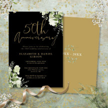 50th Wedding Anniversary Greenery Black And Gold