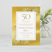 50th Wedding Anniversary Greenery Gold Foil Save The Date (Standing Front)