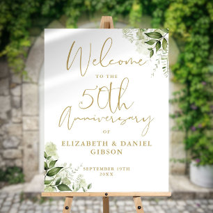 50th Wedding Anniversary Greenery Welcome Sign