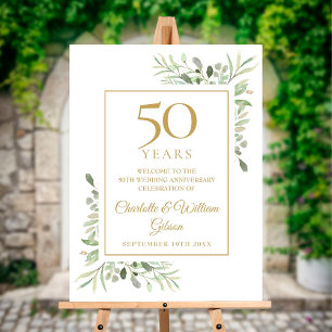 50th Wedding Anniversary Greenery Welcome Sign