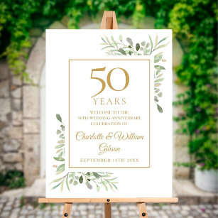 50th Wedding Anniversary Greenery Welcome Sign