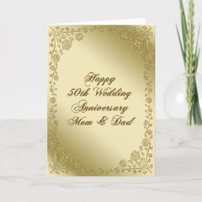 5 GOLDEN WEDDING ANNIVERSARY THANK YOU CARDS PERSONALISED CHAMPAGNE GOLD 