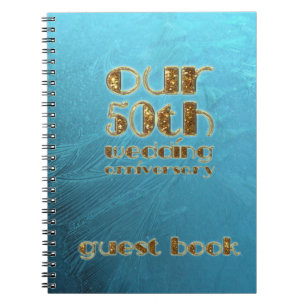 50th Wedding Anniversary Guest Book Frozen Blue