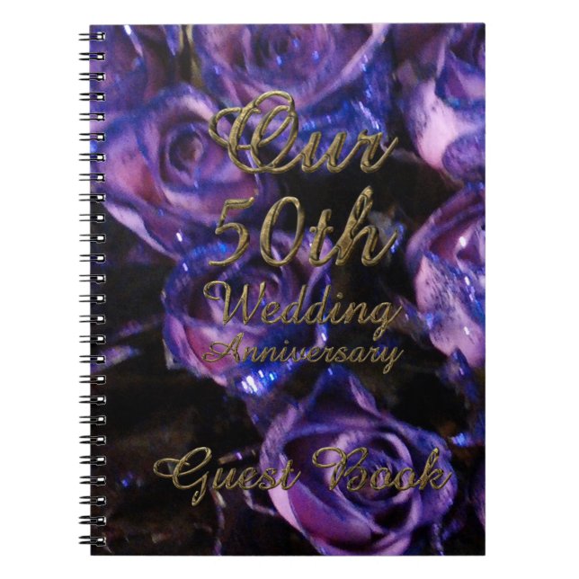 50th Wedding Anniversary Guest Book Gold Floral (Front)