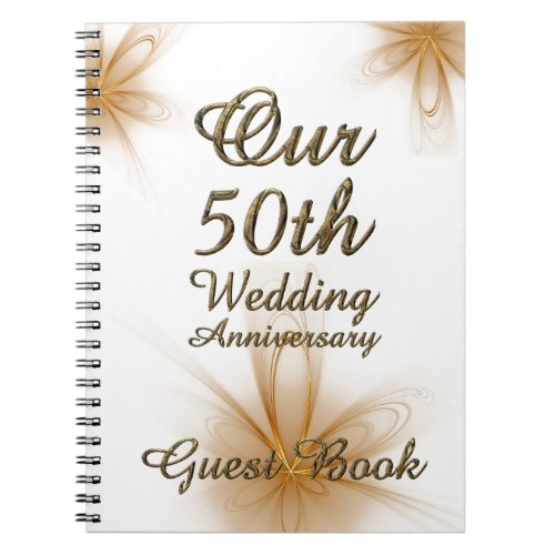 50th Wedding Anniversary Guest Book Gold Floral