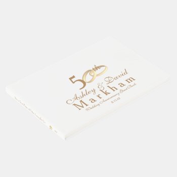 50th Wedding Anniversary Guest Book- Gold Rings Guest Book by photographybydebbie at Zazzle