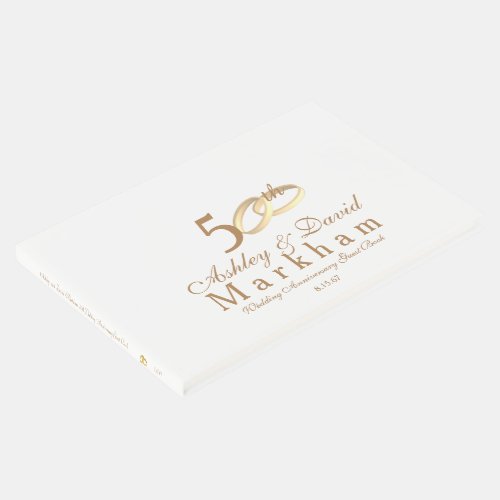 50th Wedding Anniversary Guest Book_ Gold Rings Guest Book