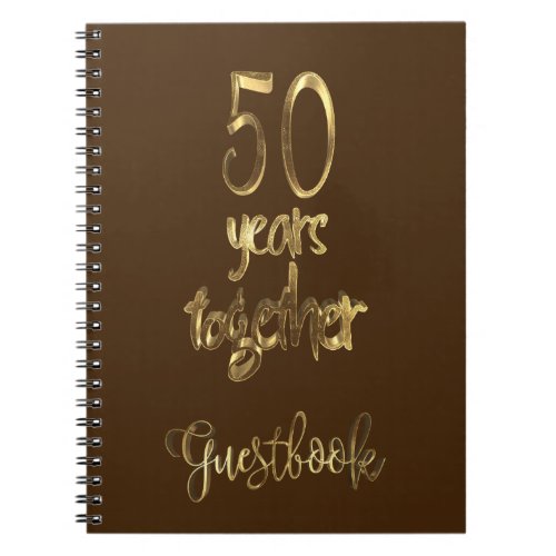 50th Wedding Anniversary Guest Book Gold Text