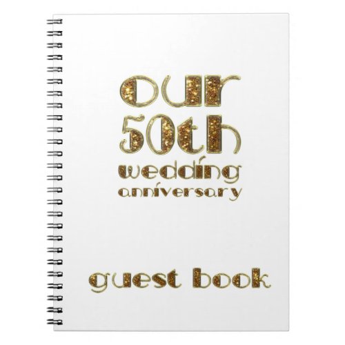 50th Wedding Anniversary Guest Book Gold White