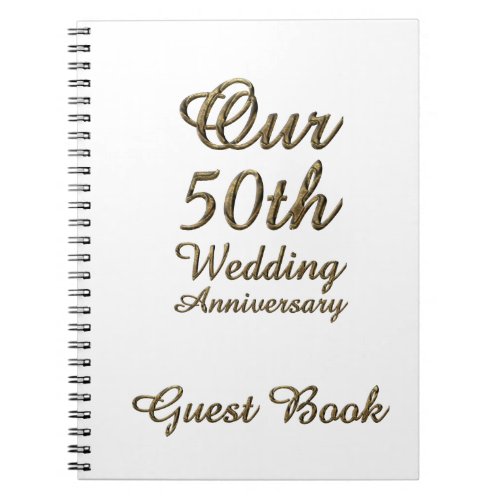 50th Wedding Anniversary Guest Book Gold White