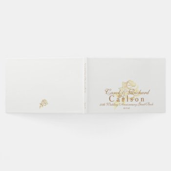 50th Wedding Anniversary Guest Book-golden Rose Guest Book by photographybydebbie at Zazzle