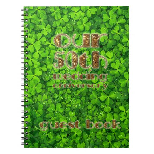 50th Wedding Anniversary Guest Book Irish Shamrock