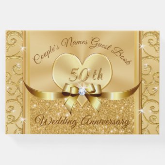 50th Wedding Anniversary Guest Book Personalized | Zazzle