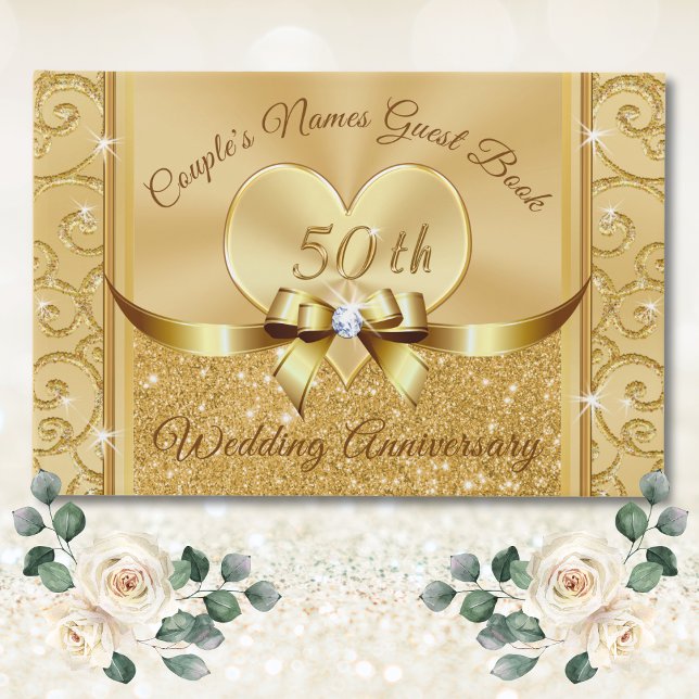 50th Wedding Anniversary Guest Book Personalized (50th Wedding Anniversary Guest Book. Golden anniversary guest book. 50th anniversary guest book.)