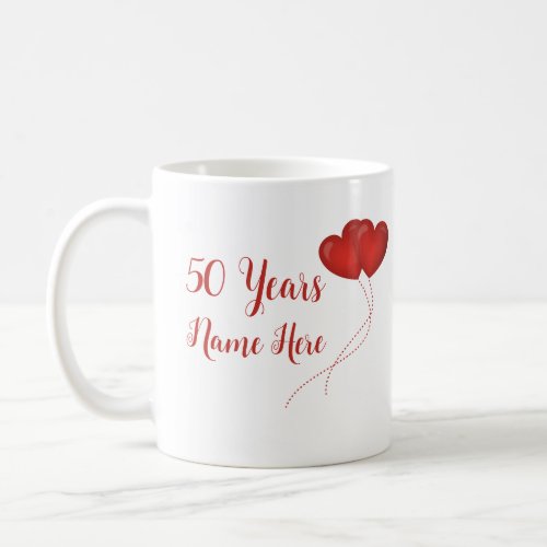 50th Wedding Anniversary Heart  Coffee Mug