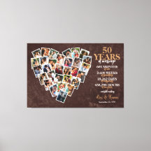 50th Wedding Anniversary Heart Photo Collage